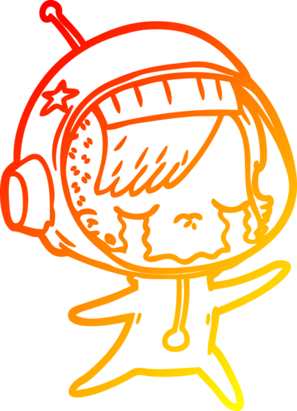 Bir insan tarafından çizilmiş, ağlayan astronot bir kızın sıcak çizgi çizimi