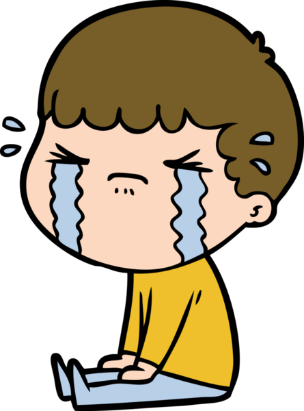 Bir insan tarafından çizilmiş ağlayan çizgi film adamı.