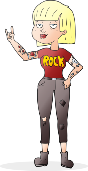 Bir insan tarafından çizilmiş serbest çizim rock kızı.