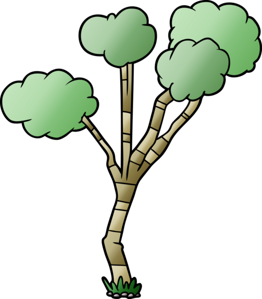 Bir insan tarafından çizilmiş seyrek çizgi film ağacı.