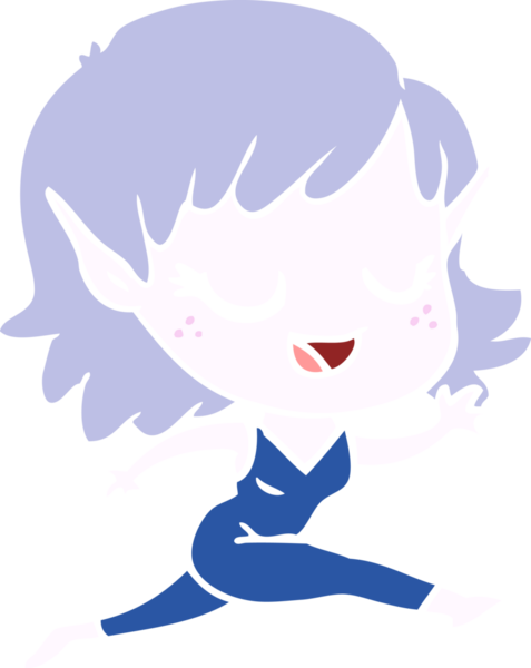 Bir insan tarafından çizilen mutlu düz renkli çizgi film elf kızı