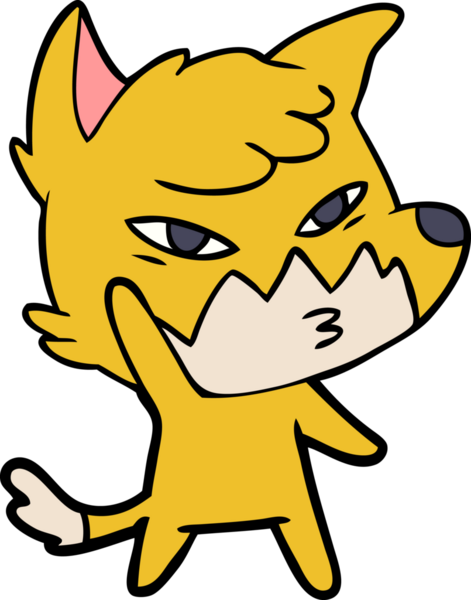 Bir insan tarafından çizilmiş akıllı çizgi film tilkisi.