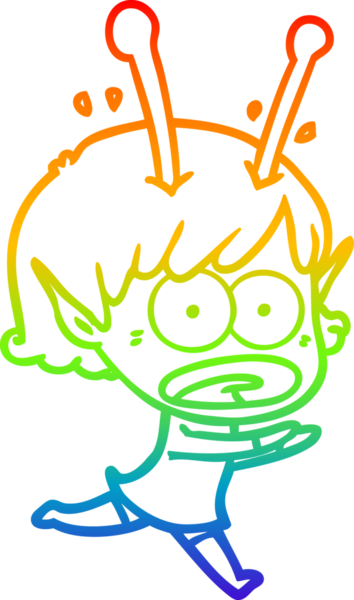 gökkuşağı gradyan çizimi bir çizgi film şok uzaylı kız bir insan tarafından çizildi