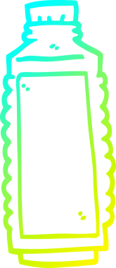 Bir çizgi filmin soğuk gradyan çizimi bir insan tarafından çizilmiş içki şişesi.