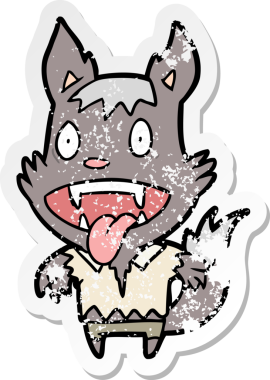 Bir insan tarafından çizilmiş bir kurt adamın sıkıntılı çıkartması.