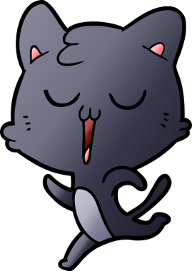 Bir insan tarafından çizilmiş çizgi film kedisi.