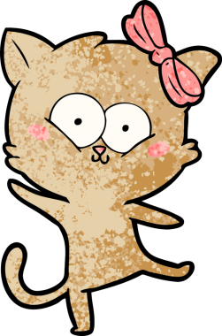 Bir insan tarafından çizilmiş çizgi film kedisi.