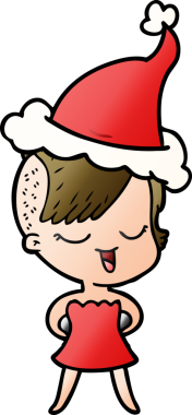 Bir insan tarafından çizilmiş Noel Baba şapkası giyen bir kızın gradyan çizimi.