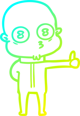 Soğuk gradyan çizgi çizimi bir insan tarafından çizilmiş garip kel uzay adamı.