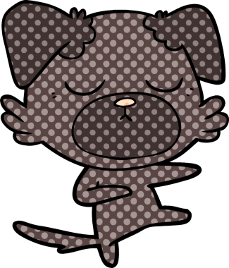 Bir insan tarafından çizilmiş şirin bir çizgi film köpeği.