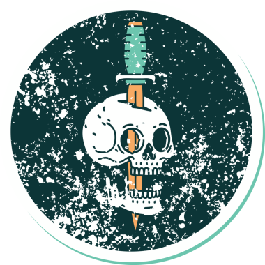 Bir insan tarafından çizilmiş bir kafatasının sembolik dövmeli görüntüsü.