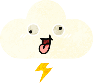 Bir insan tarafından çizilmiş bir fırtına bulutunun retro çizim tarzı karikatürü