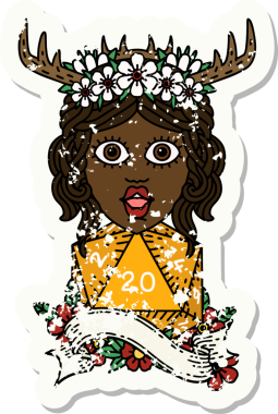 Retro Dövme Tarzı İnsan Druid Bir insan tarafından çizilmiş doğal yirmi zar ile