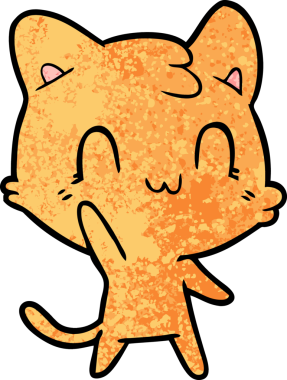 Bir insan tarafından çizilmiş mutlu bir kedi.