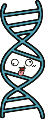 Bir insan tarafından çizilmiş DNA iplikçikli şirin bir çizgi film.