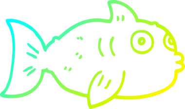 Bir insan tarafından çizilmiş bir karikatür balığının soğuk gradyan çizimi