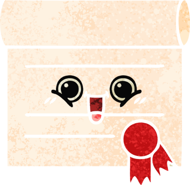 Bir insan tarafından çizilmiş bir sertifikanın retro illüstrasyon tarzı karikatürü