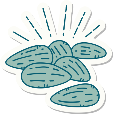 Bir insan tarafından çizilmiş dövme stili badem çıkartması.