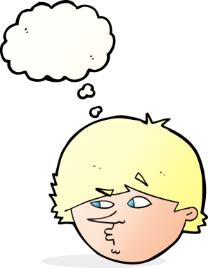 Bir insan tarafından çizilmiş düşünce baloncuğu olan şüpheli bir adam.