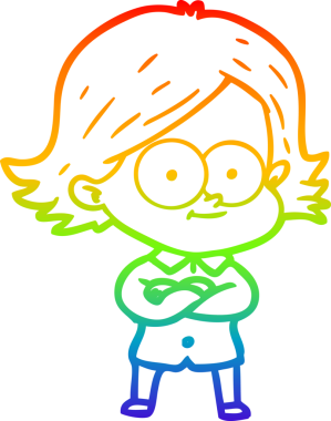 gökkuşağı gradyan çizimi mutlu bir çizgi film kızı bir insan tarafından çizildi