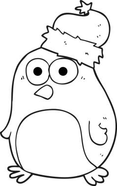 Bir insan tarafından çizilen el yazması siyah beyaz robin.