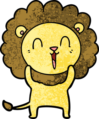 Bir insan tarafından çizilmiş gülen aslan çizgi filmi.