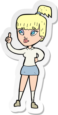 Bir insan tarafından çizilmiş fikri olan çekici bir kızın çıkartması.