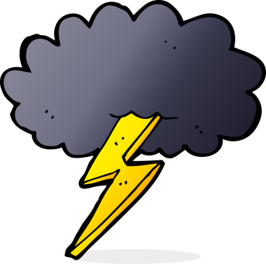 Bir insan tarafından çizilmiş karikatür yıldırımı ve bulut