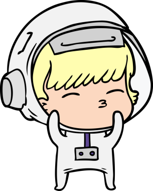 Bir insan tarafından çizilmiş meraklı astronot çizgi filmi.