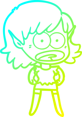 Bir çizgi film karakteri çizimi bir insan tarafından çizilmiş bir elf kızı şok etti.