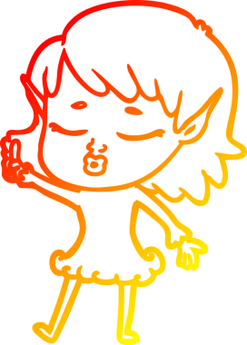 Bir insan tarafından çizilmiş güzel bir elf kızının sıcak çizgi çizimi.