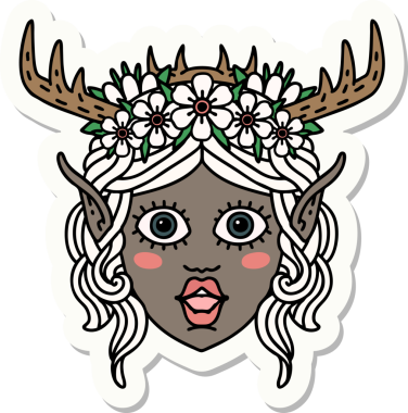 Bir insan tarafından çizilmiş bir Elf Druid karakterinin çıkartması.