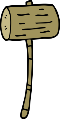 Bir insan tarafından çizilmiş tahta tokmak karikatürü.