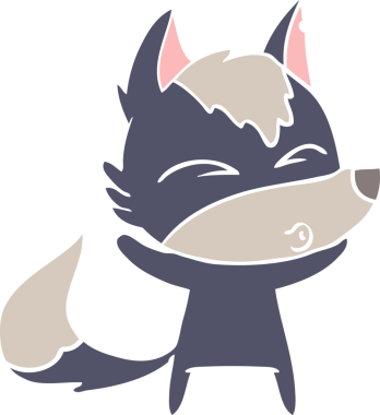 Bir insan tarafından çizilmiş düz renk çizgi film kurt ıslığı.