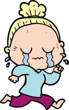 Bir insan tarafından çizilmiş ağlayan yaşlı kadın çizgi filmi.