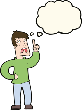 Bir insan tarafından çizilmiş düşünce baloncuğuyla ilgili şikayeti olan çizgi film adamı.