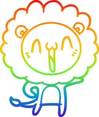 gökkuşağı gradyanı çizimi bir insan tarafından çizilmiş mutlu bir karikatür aslanı