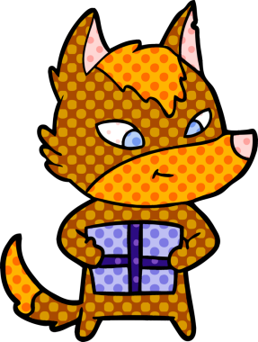 Bir insan tarafından çizilmiş tilki çizgi film karakteri