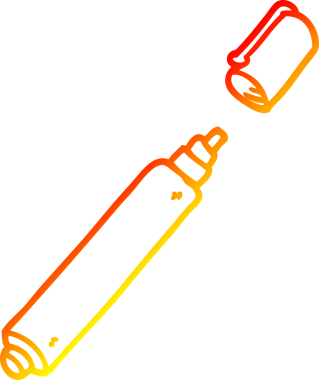 Bir insanın çizdiği karikatür ofis kaleminin sıcak gradyan çizimi
