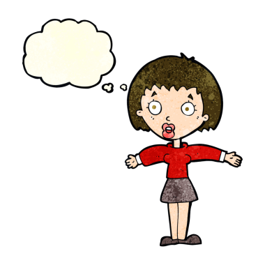 Bir insan tarafından çizilmiş düşünce balonlu bir karikatür.