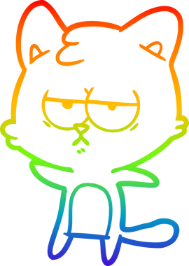 gökkuşağı gradyan çizimi bir insan tarafından çizilmiş sıkılmış çizgi film kedisi