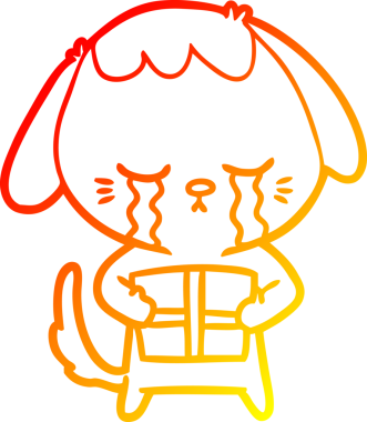 Bir insan tarafından çizilmiş, ağlayan bir köpeğin sıcak çizgi çizgisi.