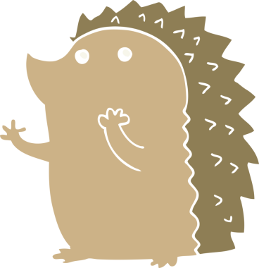 Bir insan tarafından çizilmiş düz renkli kirpi çizimi