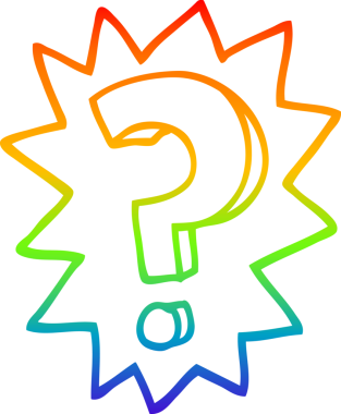 gökkuşağı gradyan çizgi çizimi bir insan tarafından çizilmiş soru işareti