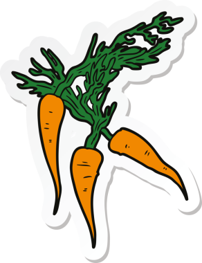 Bir insan tarafından çizilmiş havuç etiketi.