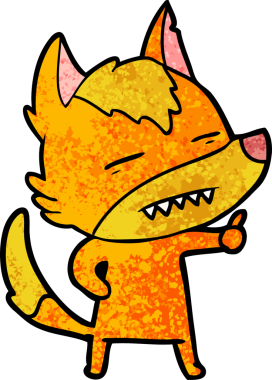 Bir insan tarafından çizilmiş tilki çizgi film karakteri