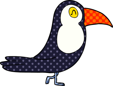 Bir insan tarafından çizilmiş bir Toucan çizgi filmi.