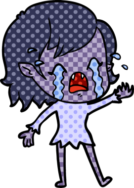 Bir insan tarafından çizilmiş ağlayan vampir kız çizgi filmi.