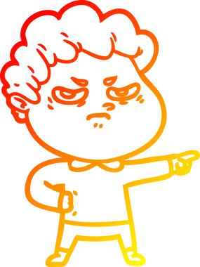 Bir insan tarafından çizilmiş kızgın bir adamın sıcak çizgi çizimi.