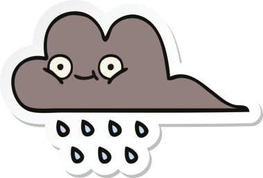 Bir insan tarafından çizilmiş şirin bir fırtına bulutunun çıkartması.